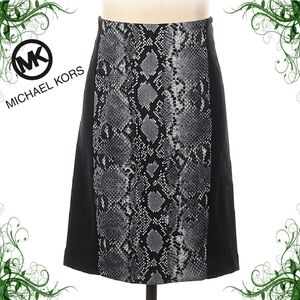 Michael Kors Black and Gray Snake Pattern Skirt Size 2